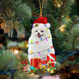 Ornament- WHITE Pomeranian-Dog Be Christmas Tree Hanging Ornament, Happy Christmas Ornament, Car Ornament