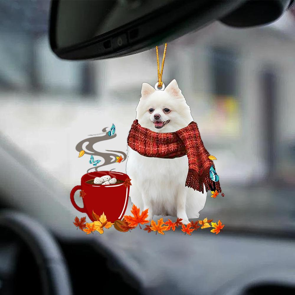 White Pomeranian-Fall Chocolate-Two Sided Ornament