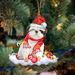 Godmerch- Ornament- WHITE Shih Tzu-Better Christmas Hanging Ornament, Happy Christmas Ornament, Car Ornament