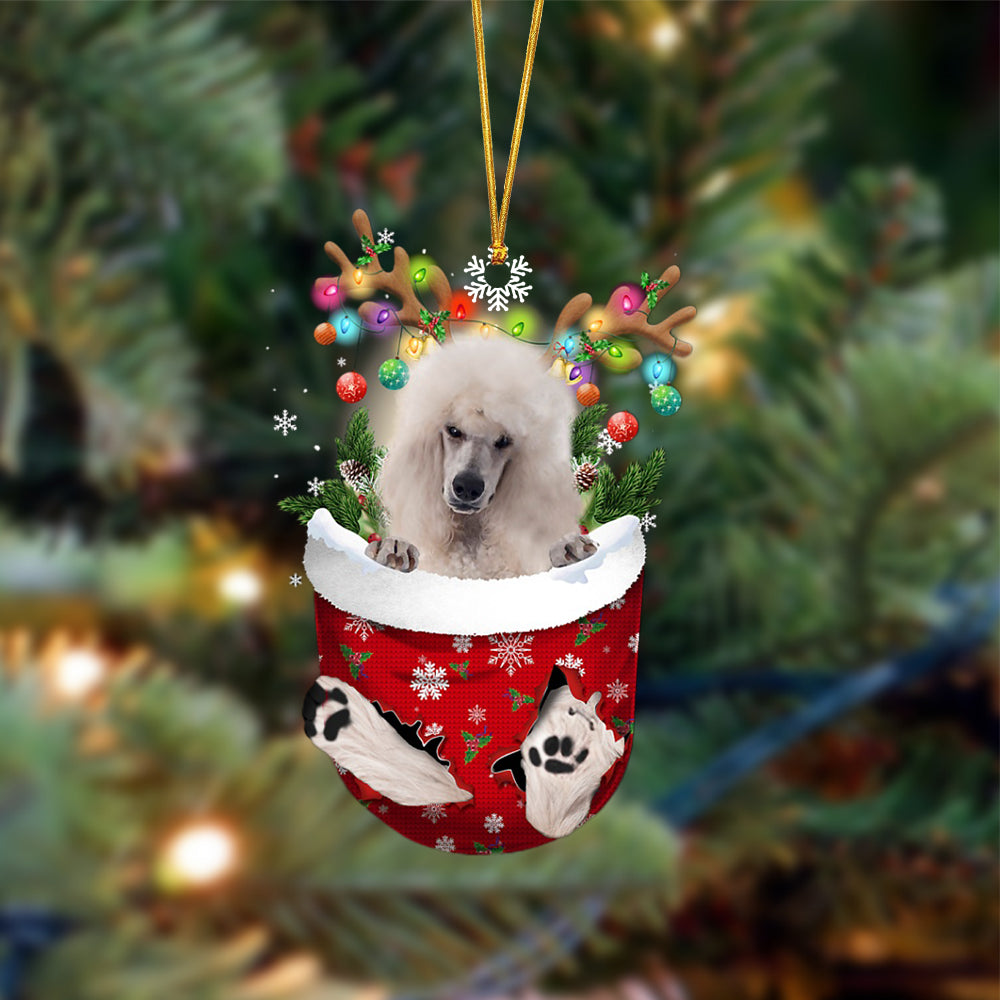 White Standard Poodle-In Christmas Pocket Two Sides Ornament, Christmas Dog Hanging Ornament
