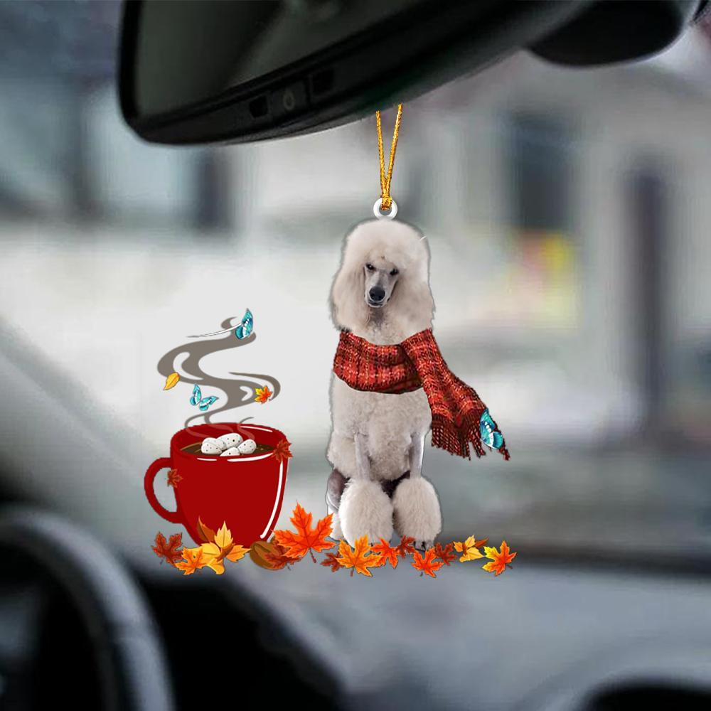 White Standard Poodle-Fall Chocolate-Two Sided Ornament