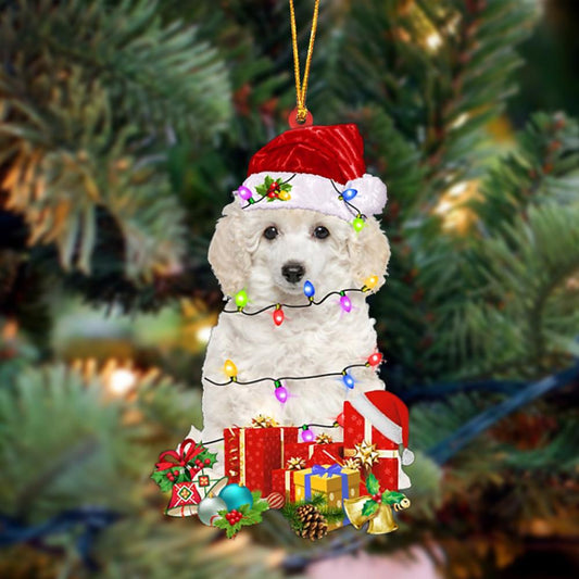 Ornament- WHITE Toy Poodle-Dog Be Christmas Tree Hanging Ornament, Happy Christmas Ornament, Car Ornament