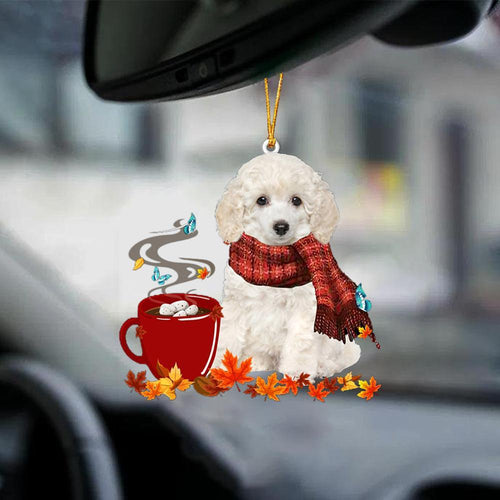 White Toy Poodle-Fall Chocolate-Two Sided Ornament
