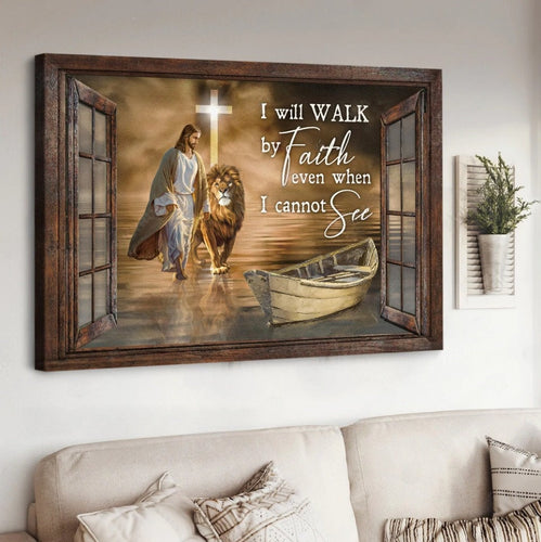 Walking on water, Jesus, Lion of Judah, I will walk by faith - Matte Canvas