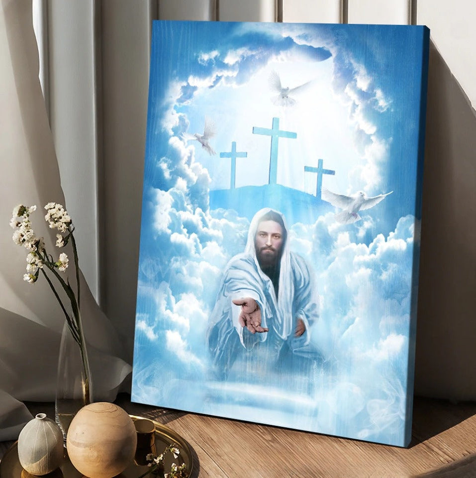 Walking with Jesus, Blue sky, Beautiful heaven - Matte Canvas