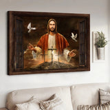Walking with Jesus Dove Cross Window frame - Matte Canvas