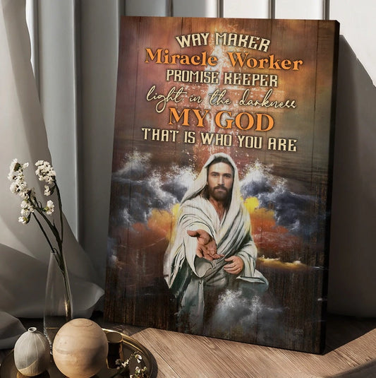 Walking with Jesus Stunning storm Way maker Miracle worker - Matte Canvas