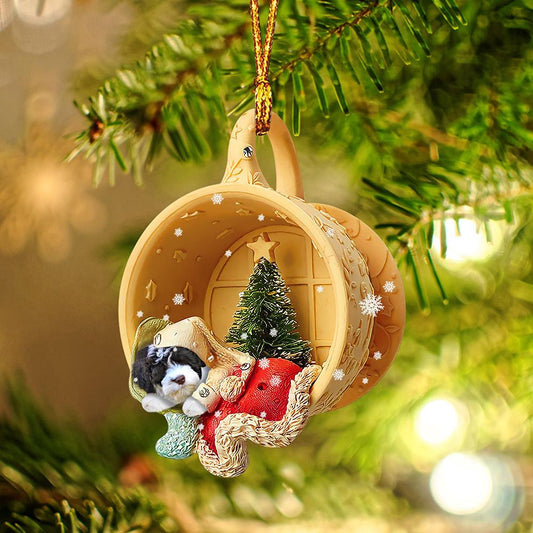 Godmerch Water Dog Sleeping In A Tiny Cup Christmas Holiday-Two Sided Ornament