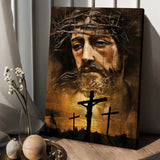 Watercolor Jesus Crown of thorn Jesus on the cross - Matte Canvas