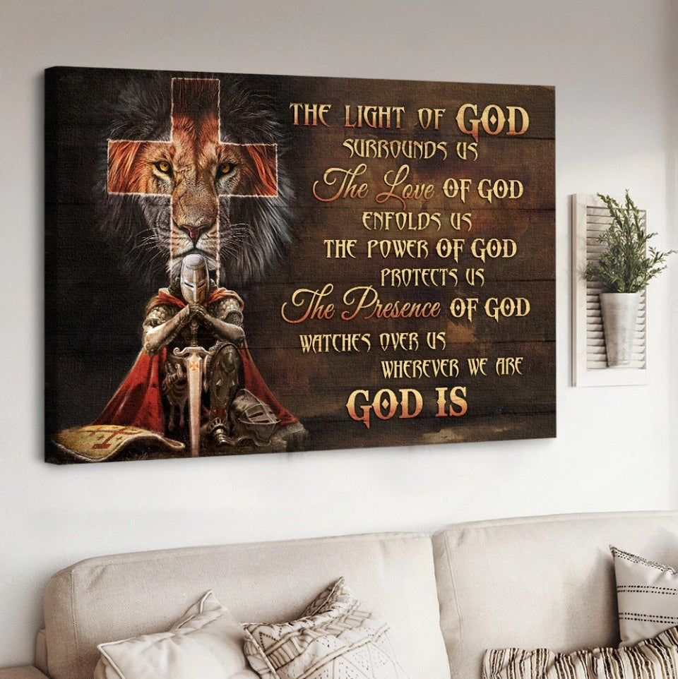 Watercolor lion, Warrior drawing, Cross, The light of God - Matte Canvas