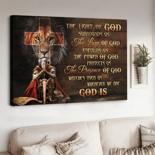 Watercolor lion, Warrior drawing, Cross, The light of God - Matte Canvas