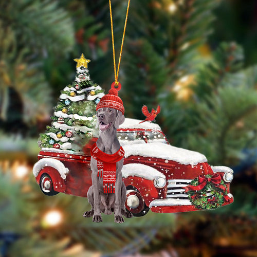 Godmerch- Ornament- Weimaraner-Christmas Car Two Sided Ornament, Happy Christmas Ornament, Car Ornament