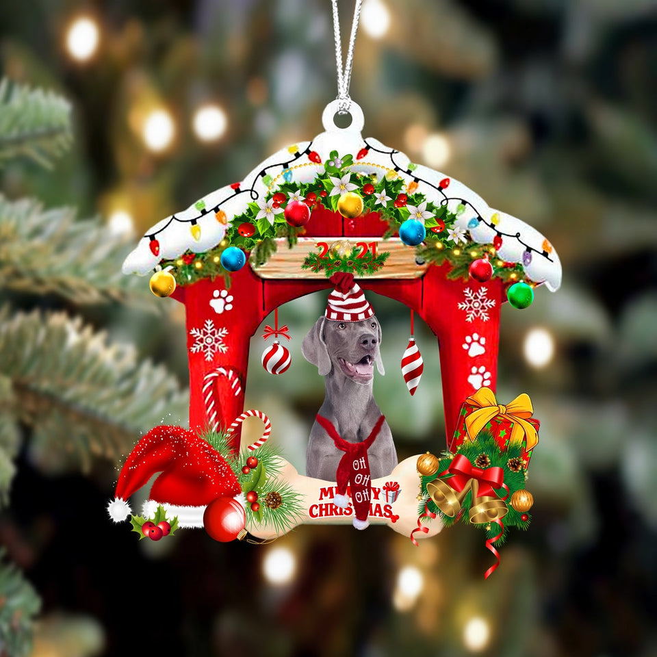 Godmerch- Ornament- Weimaraner-Christmas House Two Sided Ornament, Happy Christmas Ornament, Car Ornament