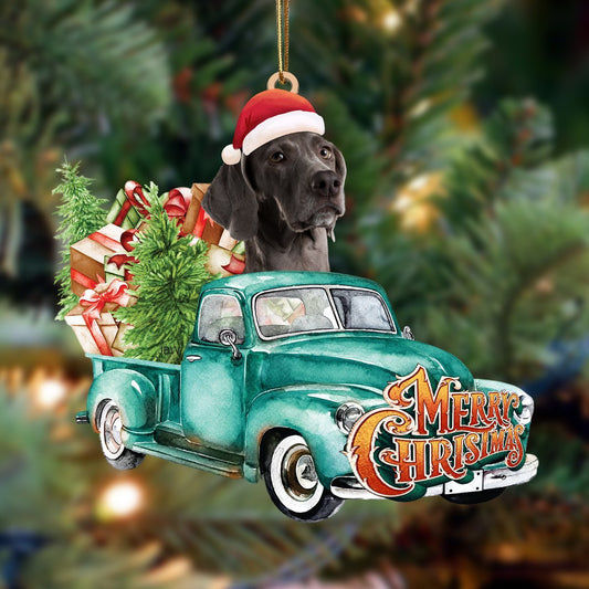 Weimaraner-Green Truck Hanging Ornament