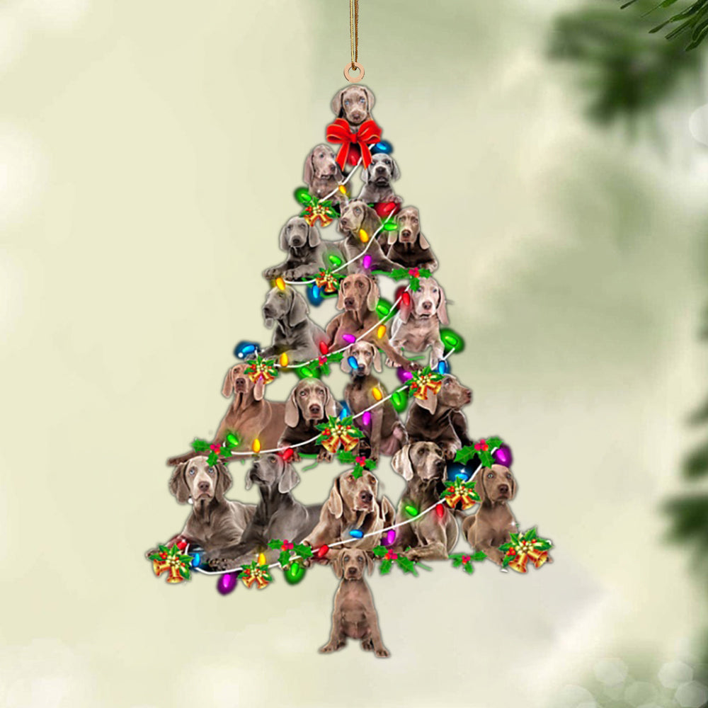 Ornament- Weimaraner-Christmas Tree Lights-Two Sided Ornament, Happy Christmas Ornament, Car Ornament