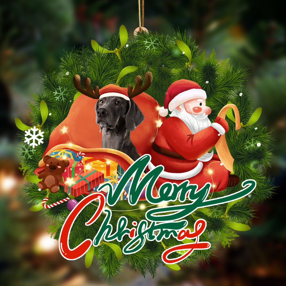 Godmerch- Ornament- Weimaraner-Santa & dog Hanging Ornament, Happy Christmas Ornament, Car Ornament