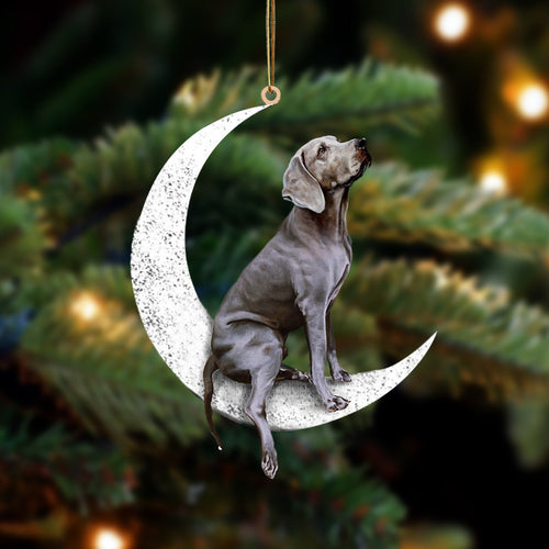 Weimaraner Sit On The Moon Two Sided Ornament Dog Hanging Christmas Ornament