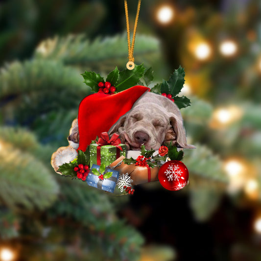 Weimaraner-Sleeping In Hat Two Sides Ornament Dog Sleeping Ornament