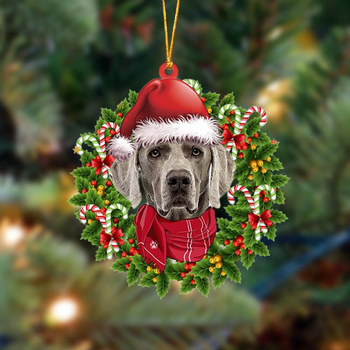 Godmerch- Ornament- Weimaraner 1-Xmas Bandana Hanging Ornament, Happy Christmas Ornament, Car Ornament