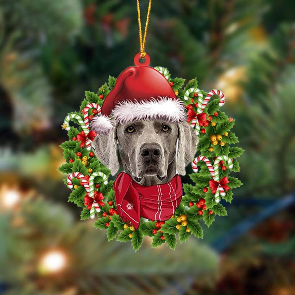 Godmerch- Ornament- Weimaraner 1-Xmas Bandana Hanging Ornament, Happy Christmas Ornament, Car Ornament