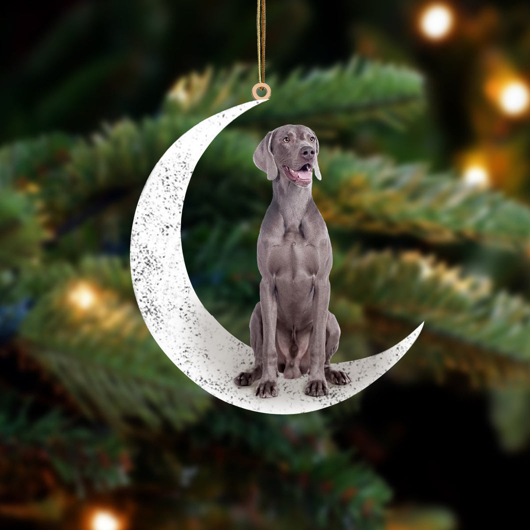 Weimaraner 2 Sit On The Moon Two Sided Ornament Dog Hanging Christmas Ornament