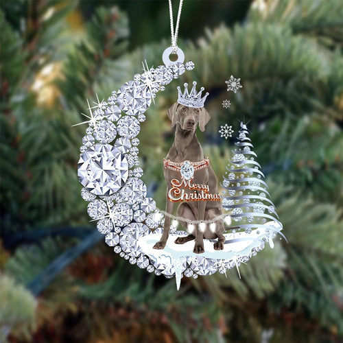 Weimaraner Diamond Moon Merry Christmas Ornament Dog Ornament