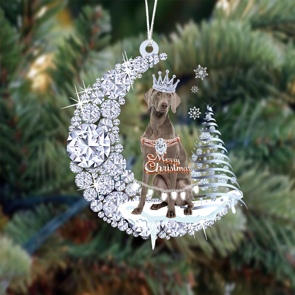 Weimaraner Diamond Moon Merry Christmas Ornament Dog Ornament