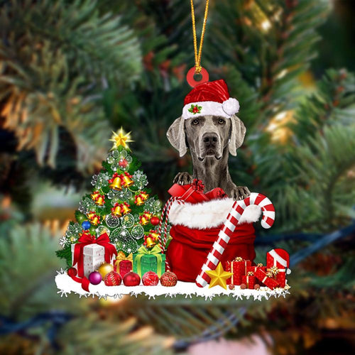 Godmerch- Ornament- Weimaraner Gift Bag Merry Christmas Ornament Dog Ornament, Car Ornament, Christmas Ornament