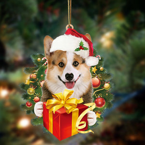 Welsh Corgi-Dogs Give Gifts Hanging Ornament