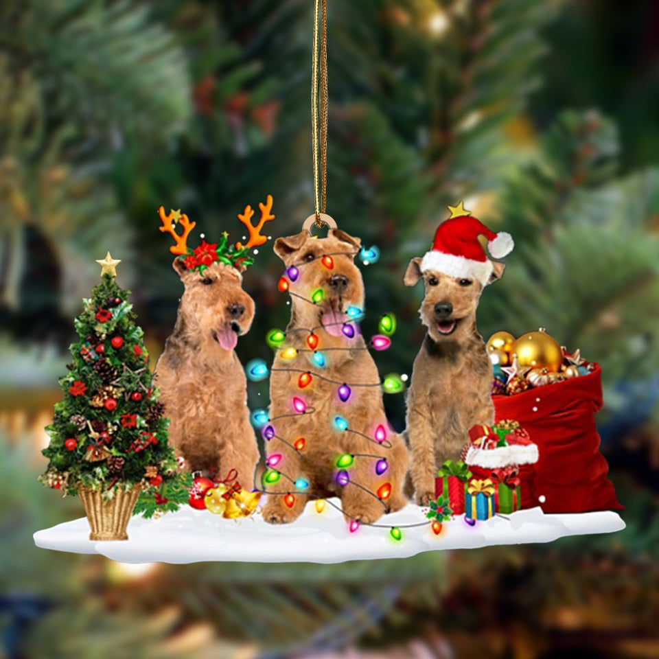 Ornament- Welsh Terrier-Christmas Dog Friends Hanging Ornament, Happy Christmas Ornament, Car Ornament