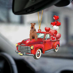 Welsh Terrier-Red Sports Car-Two Sided Ornament