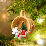 West Highland White Terrier Sleeping in a tiny cup Christmas Holiday-Two Sided Ornament, Christmas Ornament