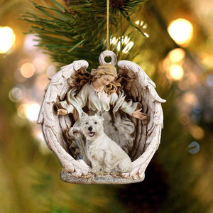 West Highland White Terrier-Angel Hug Winter Love Two Sided Ornament