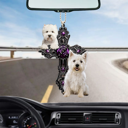 West Highland White Terrier Pray For God Car Hanging Ornament Dog Pray For God Ornament Godmerch