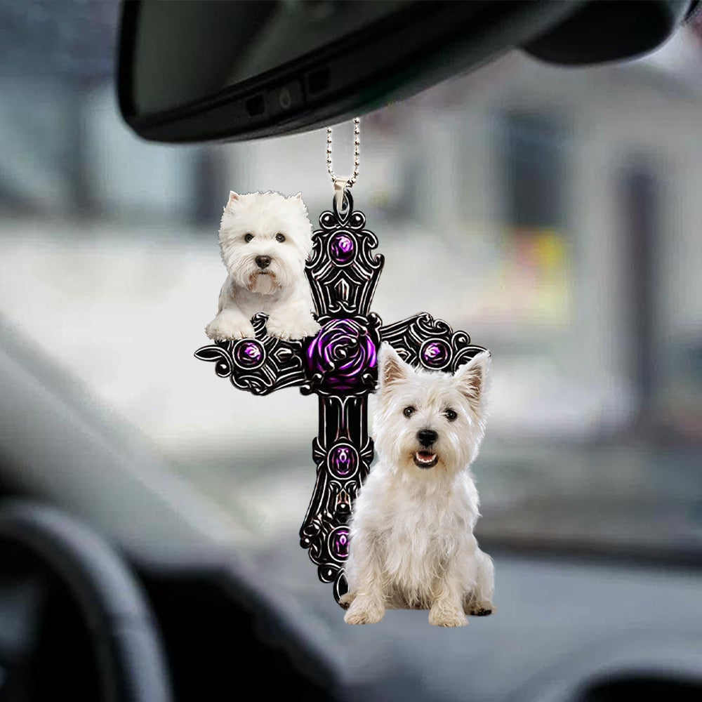 West Highland White Terrier Pray For God Car Hanging Ornament Dog Pray For God Ornament Godmerch