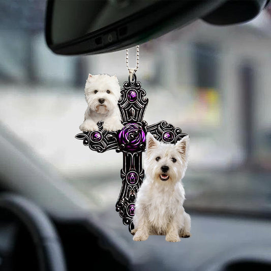 West Highland White Terrier Pray For God Car Hanging Ornament Dog Pray For God Ornament Godmerch