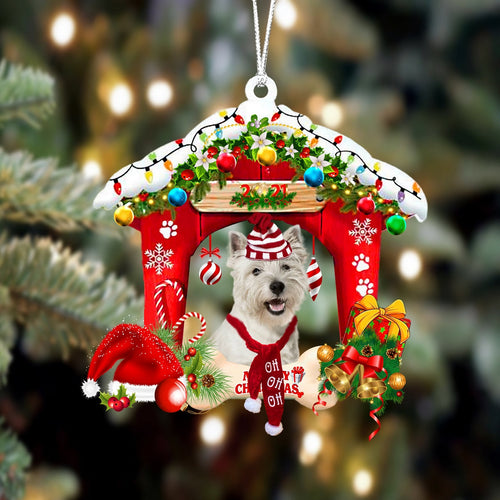 Ornament- West Highland White Terrier-Christmas House Two Sided Ornament, Christmas Ornament, Car Ornament