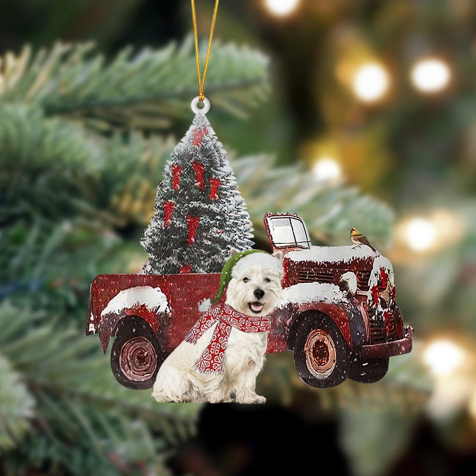Ornament- West Highland White Terrier-Christmas Truck Two Sided Ornament, Christmas Ornament, Car Ornament
