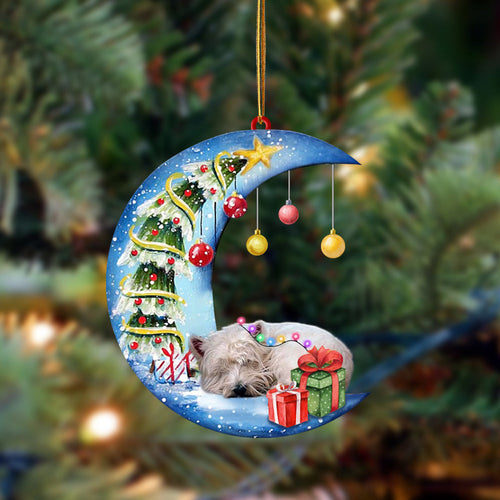 West Highland White Terrier-Sleep On The Moon Christmas Two Sided Ornament, Christmas Ornament, Car Ornament