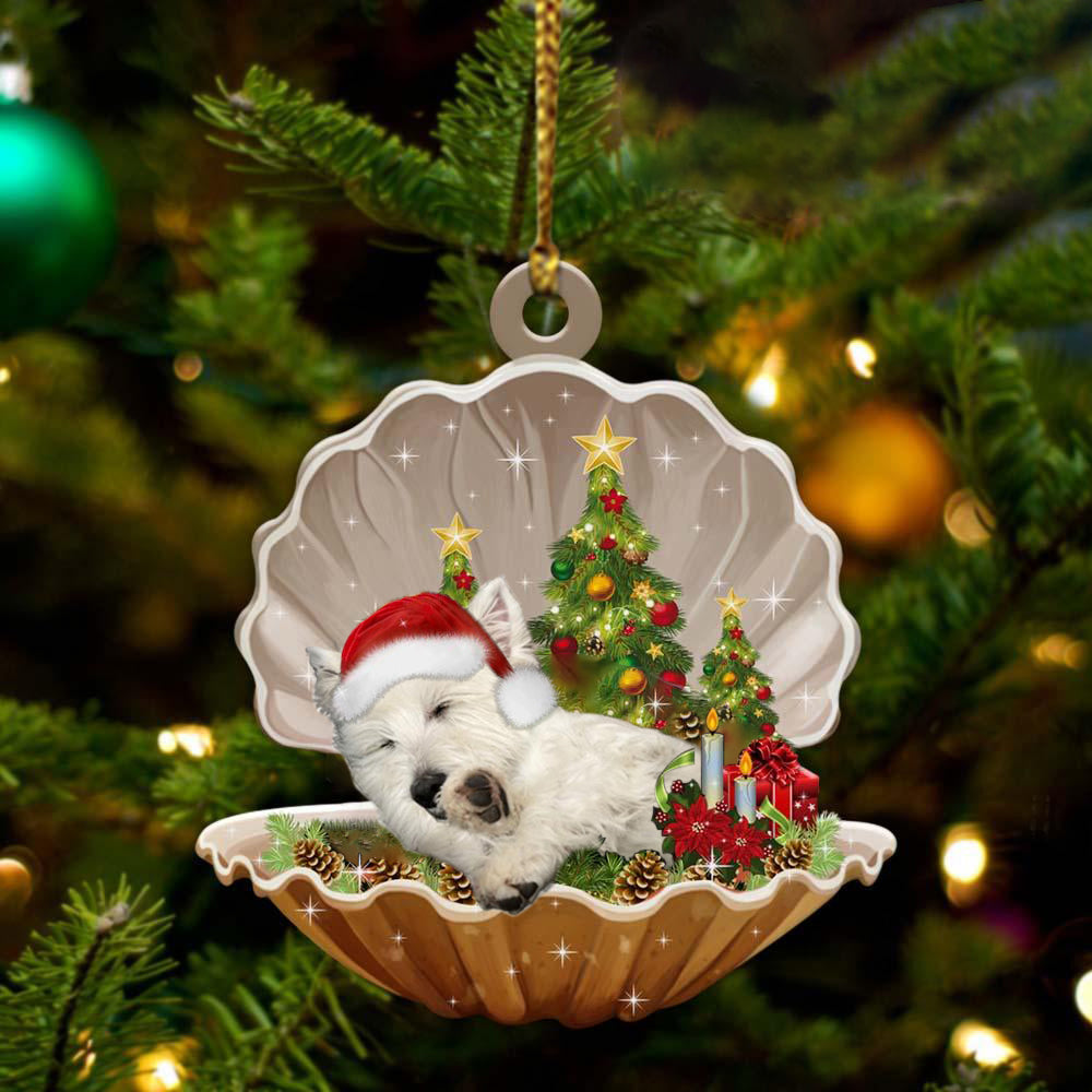 West Highland White Terrier-Sleeping Pearl in Christmas Two Sided Ornament, Christmas Ornament, Car Ornament