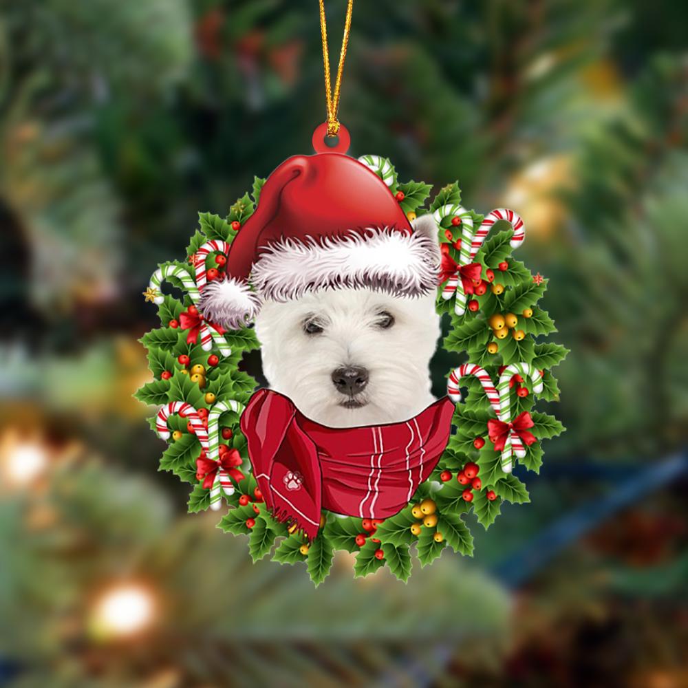 Ornament- West Highland White Terrier-Xmas Bandana Hanging Ornament, Happy Christmas Ornament, Car Ornament