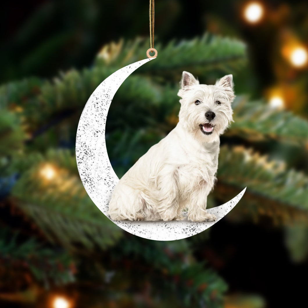 West Highland White Terrier 2 Sit On The Moon Two Sided Ornament Dog Hanging Christmas Ornament
