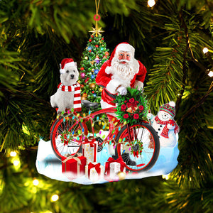 Godmerch- West Highland White Terrier/Westie On Santa's Bike Ornament Dog Ornament, Car Ornament, Christmas Ornament