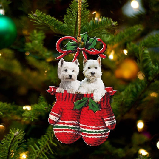 West Highland White Terrier Inside Your Gloves Christmas Holiday-Two Sided Ornament, Christmas Ornament