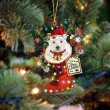 Ornament- West Highland White Terrier-Xmas Boot-Two Sided Ornament, Happy Christmas Ornament, Car Ornament