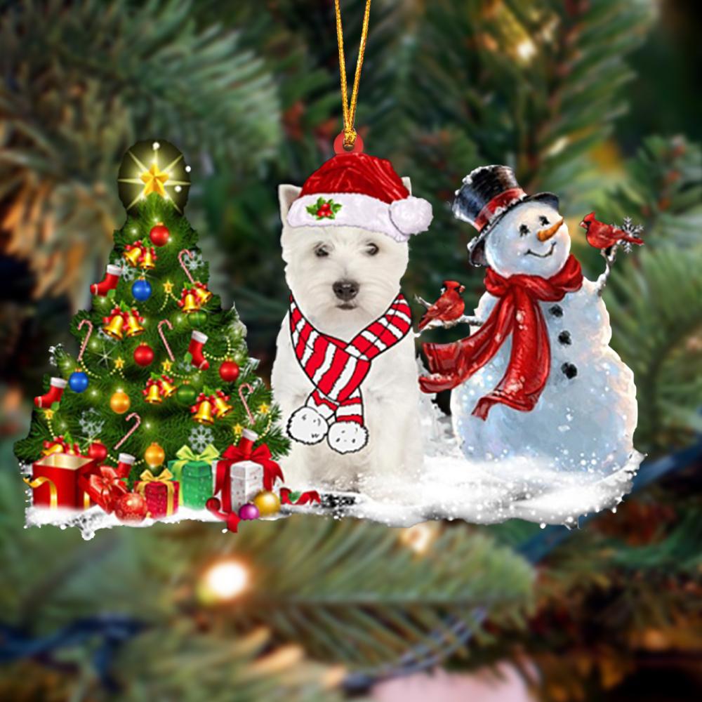 Godmerch- West Highland White Terrier Christmas Snow Hanging Ornament Dog Ornament, Car Ornament, Christmas Ornament