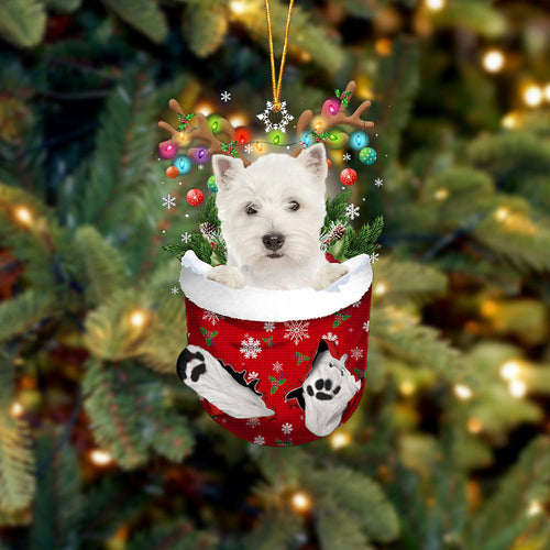 West Highland White Terrier In Snow Pocket Christmas Ornament Flat Acrylic Dog Ornament