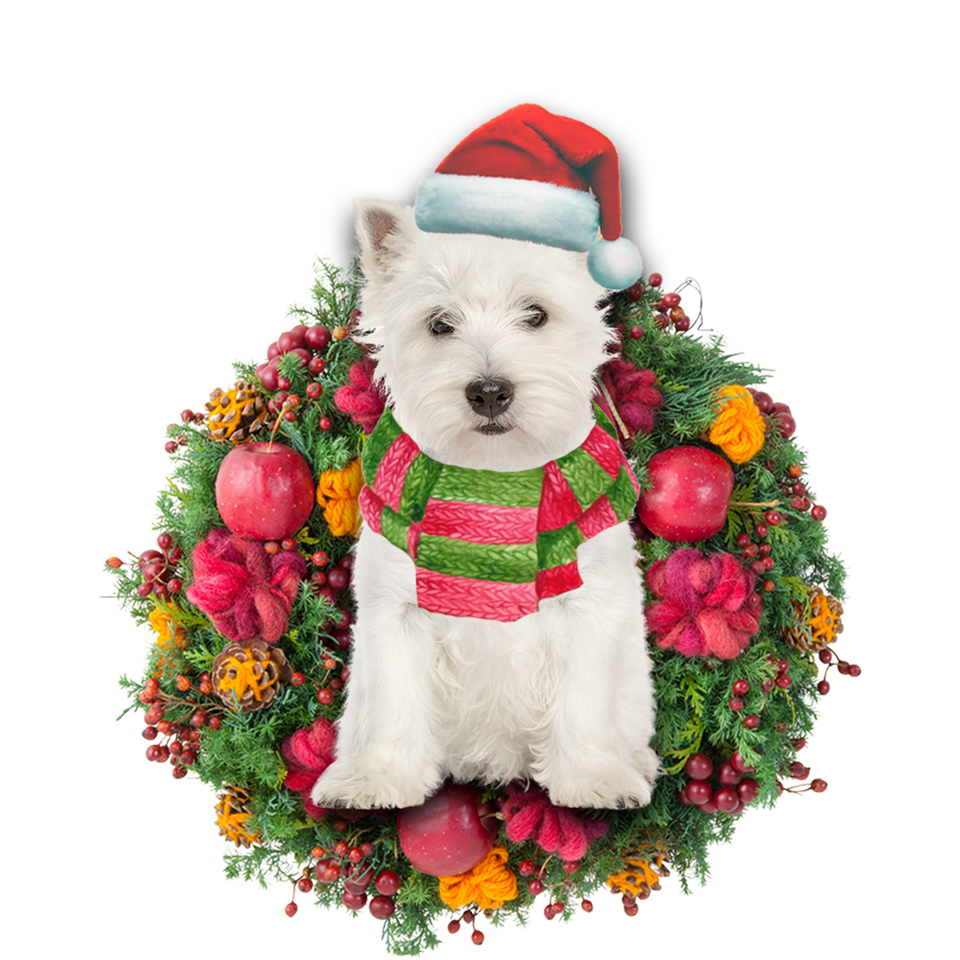 Godmerch- Ornament- West Highland Terrier Christmas Ornament, Happy Christmas Ornament, Car Ornament