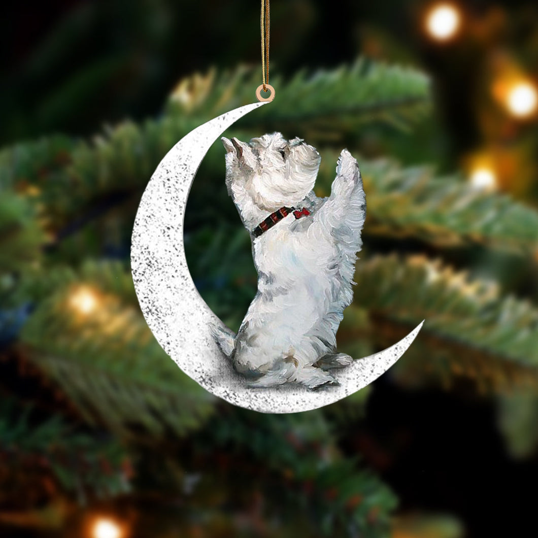 Westie Sit On The Moon Two Sided Ornament Dog Hanging Christmas Ornament