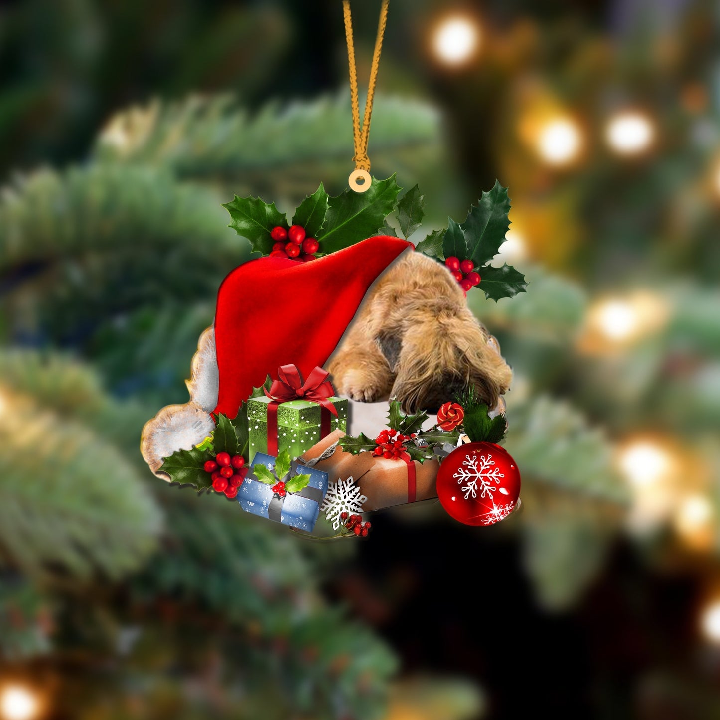 Wheaten Terrier-Sleeping In Hat Two Sides Ornament Dog Sleeping Ornament